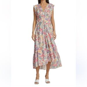 • DEREK LAM 10 CROSBY • Women’s Kris Printed Cotton Midi Dress Floral Medium